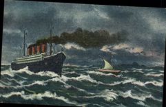 VINTAGE POSTCARD Boat At sea Transatlantic for the Dimensions of France