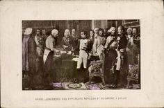 Conferencia de Napoleon de la POSTAL de la VENDIMIA la 1ra de los emperadores Napoleon y Alejandro tiene Erfurt