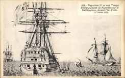 Cargamento de Napoleon de la POSTAL de la VENDIMIA 1r en Bellephon delante de la isla del barco del Aix