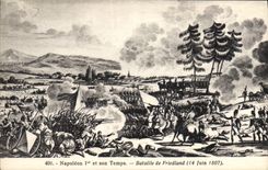 Batalla de Napoleon de la POSTAL de la VENDIMIA 1ra de Friedland
