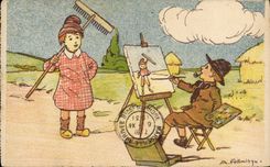 VINTAGE POSTCARD Fantasy Illustrator Children Painter