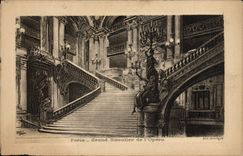 VINTAGE POSTCARD Fantasy Paris Illustrator Large staircase of the Opera