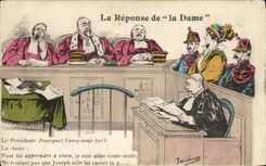 VINTAGE POSTCARD Fantasy Illustrator Justice the answer of the Lady