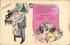 VINTAGE POSTCARD Fantasy Illustrator Woman members of the league of Pears