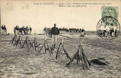 VINTAGE POSTCARD Militaria Camp of Trawl-nets Schools has fire Heavy artillery with parts of 155 short Model 1890
