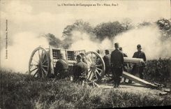CPA Militaria L'artillerie de campagne au tir Piece Feu