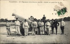VINTAGE POSTCARD Militaria Valence 5th heavy artillery regiment Canon in position of shooting