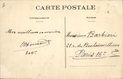 VINTAGE POSTCARD Militaria Camp of Auvours Arrived at the camp With the flag!