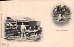 CPA Militaria la cuisine au camp de Chalons Lavez les gamelles