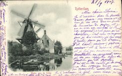 VINTAGE POSTCARD Rotterdam Windmill