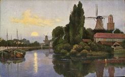 VINTAGE POSTCARD Windmill Seen of Zwolle