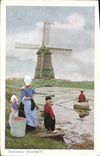 VINTAGE POSTCARD Windmill Overzetveer Volendam Folklore