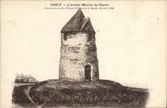 VINTAGE POSTCARD Crecy Windmill the old stone mill