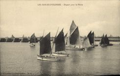 CPA Bateau de peche Les Sables d'olonne Depart pour la peche 