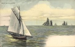 VINTAGE POSTCARD Boat of sin Pleasure yacht