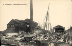 CPA Bateau de peche Vue generale des etablissements Coquet 