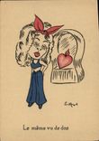 VINTAGE POSTCARD Fantasy Illustrator the same one seen back Heart