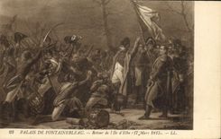 Paladar de Napoleon de la POSTAL de la VENDIMIA 1r de la vuelta de Fontainebleau de la isla de Elba