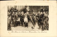 La POSTAL Napoleon de la VENDIMIA el 1r bueno-byes de Napoleon tiene Fontainebleau 1814