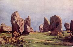 CPA Dolmen Menhir Carnac Alignements de Kermario Illustrateur
