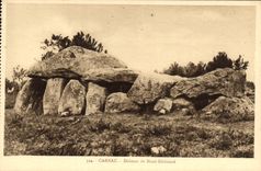 VINTAGE POSTCARD Dolmen Menhir Carnac Dolmen of Kerioned Basket