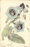 Flores de las mujeres del ilustrador de la fantasía de la POSTAL de la VENDIMIA