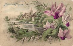 Ilustrador de Pascua de la fantasía de la POSTAL de la VENDIMIA