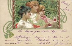 Vino SUPERIOR de las mujeres del ilustrador de la fantasía de la POSTAL de la VENDIMIA