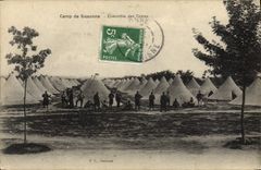VINTAGE POSTCARD Militaria Camp of Sissonne Together of the tents