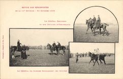 CPA Militaria Revue des Reservistes de la 11eme division 1899 Le general Deckherr et son officier d'ordonnance