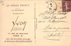 Calle de Yvon de las postales de la publicidad de la POSTAL de la VENDIMIA de Bretaña París La Rochelle una esquina de la TAPA portuaria