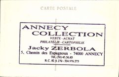 CPA Cartes Postales Lac d'Annecy Talloires et les dents de Lanfon Publicite Annecy Collection Jacky Zerbola Chemin des