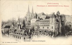 VINTAGE POSTCARD Postcards Specimen Bergeret Nancy Neuchâtel Castle and collegial Swiss