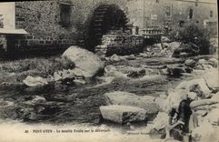 VINTAGE POSTCARD Water mill Pont Swallow-hole the Evain mill on the outfall