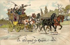 Ilustrador uno de Anders de la fantasía de la POSTAL de la VENDIMIA el camino a Epsom 1804 caballos
