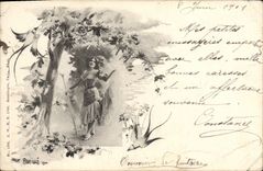 VINTAGE POSTCARD Fantasy Illustrator Bee Woman