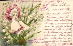 VINTAGE POSTCARD Fantasy Illustrator Woman Jack Bee the Lily of the valley