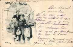 VINTAGE POSTCARD Fantasy Illustrator Woman Jack Bee Departure of Marine Foam