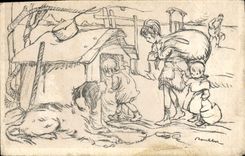 CPA Fantaisie Illustrateur Poulbot Chien