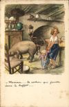 CPA Fantaisie Illustrateur Poulbot Cochon Porc