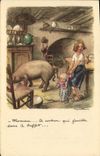 CPA Fantaisie Illustrateur Poulbot Cochon Porc