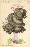 VINTAGE POSTCARD Fantasy Illustrator the female hairstyle through old the Charles X Hairdresser