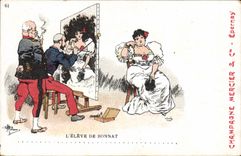 VINTAGE POSTCARD Fantasy Illustrator Albert Guillaume the high one of Bonnat Militaria