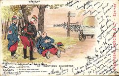 VINTAGE POSTCARD Fantasy Illustrator Albert Guillaume With the thirtieth kilometer