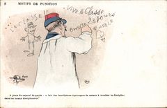 VINTAGE POSTCARD Fantasy Illustrator Albert Guillaume Reasons for Militaria punishment