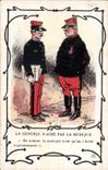 VINTAGE POSTCARD Fantaisie Illustrator Albert Guillaume Militaria the general one does not like the music
