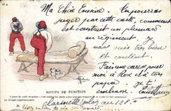 VINTAGE POSTCARD Fantasy Illustrator Albert Guillaume Militaria Reasons for punishment