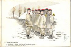 VINTAGE POSTCARD Fantasy Illustrator Albert Guillaume Militaria At the school of the bugles