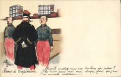 VINTAGE POSTCARD Fantasy Illustrator Albert Guillaume Militaria Re-examined of the captain