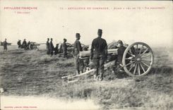 VINTAGE POSTCARD Militaria Field artillery Ecole has fire of 75 progressive Shooting